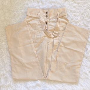 cream belted carrot pants